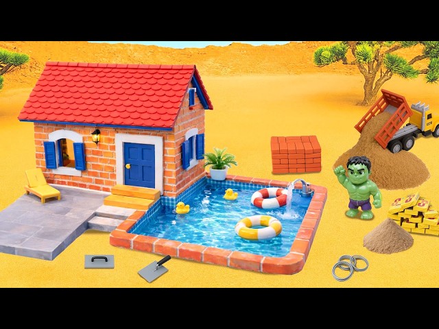 DIY Construction Science Project - Building a Modern Brick House with Swimming Pool and Duck Toys