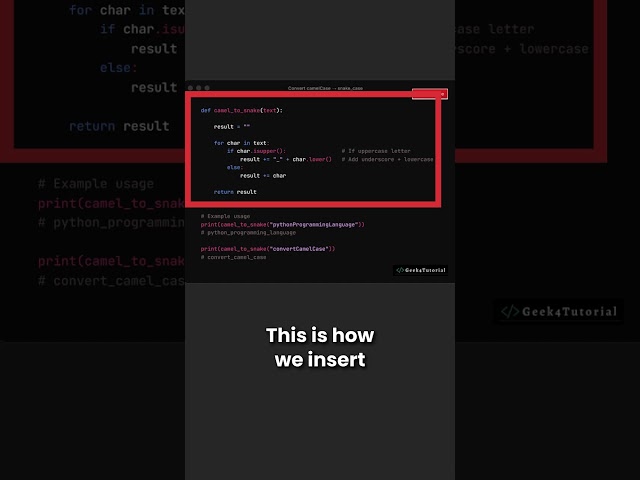 How to Convert camelCase to snake_case Using Python | Quick Python Tips | #shorts #python