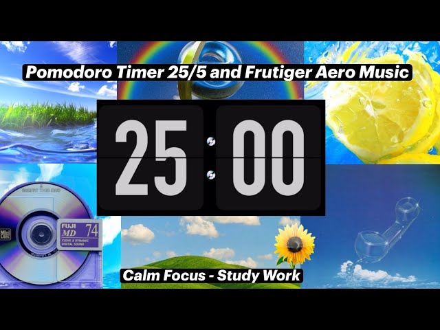 Pomodoro Timer 25/5 with Ambient Frutiger Aero Music ❘ Deep Focus, Studying, Creativity ❘ ADHD