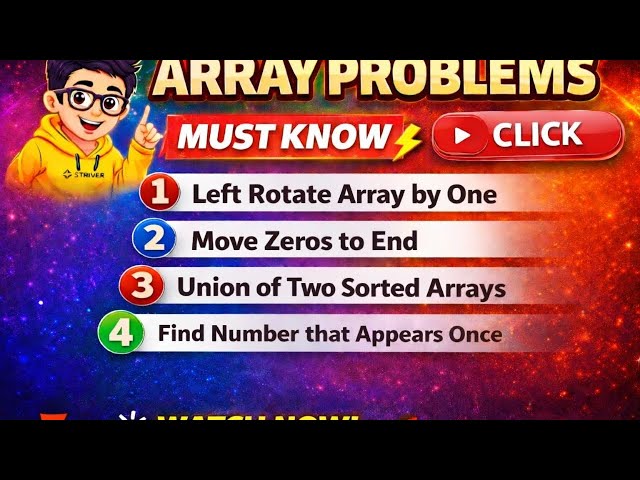 Top 4 JavaScript Array Interview Questions 🔥 | Left Rotate, Move Zeros, Union Array | Striver A2Z