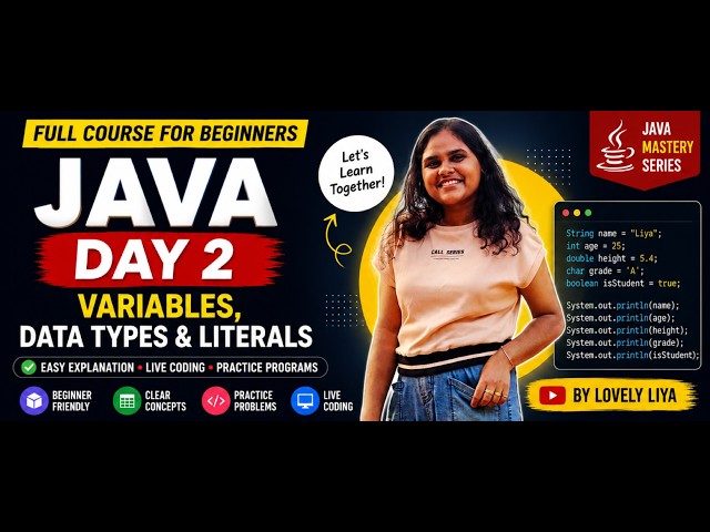 Java Full Course for Beginners | Day 2 | Variables, Data Types in Java | Java Tutorial