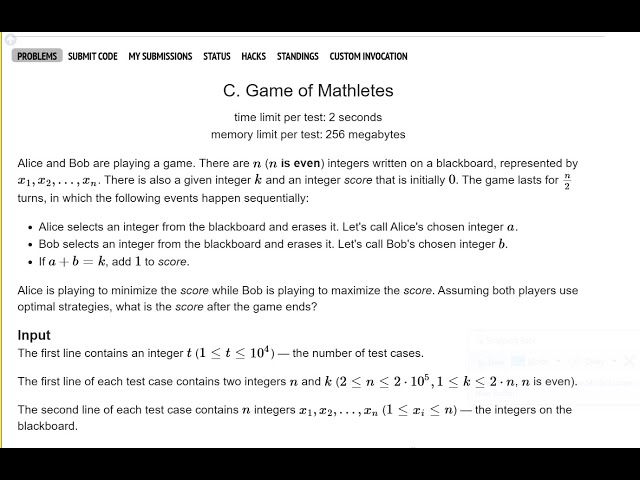 C. Game of Mathletes  || Codeforces || ProblemSolving || Div3 || C++