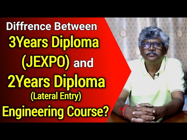 Diffrence Between Three Years Diploma(JEXPO) & Two Years Diploma Engineering (Voclet-Lateral Entry)?