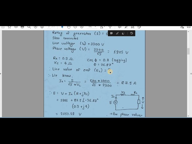 Alternator numerical  Ex: 12.18 12.19 12.20 12.21