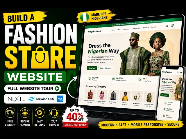 🚀 Build a Modern Nigerian Fashion E-commerce Website | Next.js + Tailwind CSS Full Website Tour