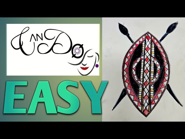 HOW To Draw A Kenyan Masai Shield and a Spade Step By Step For Beginners | African Shield Art