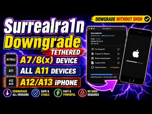 Surrealra1n - Downgrade ool for select A7/A8(X) devices, all A11 devices and A12/A13 iPhones