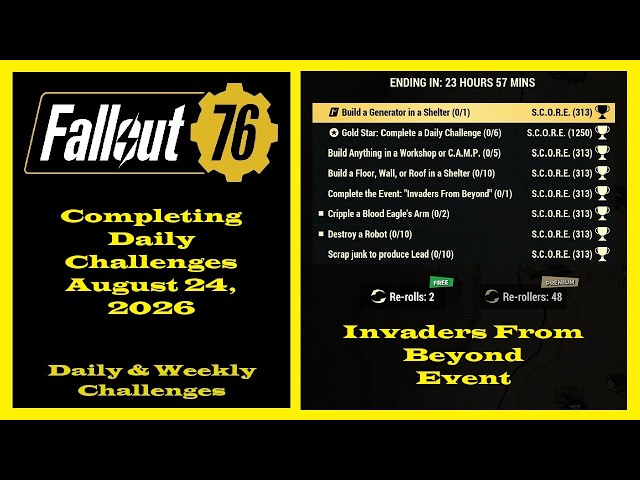 Completing Daily Challenges For August 24, 2026 - Fallout 76 Daily Challenges Guide For New Players