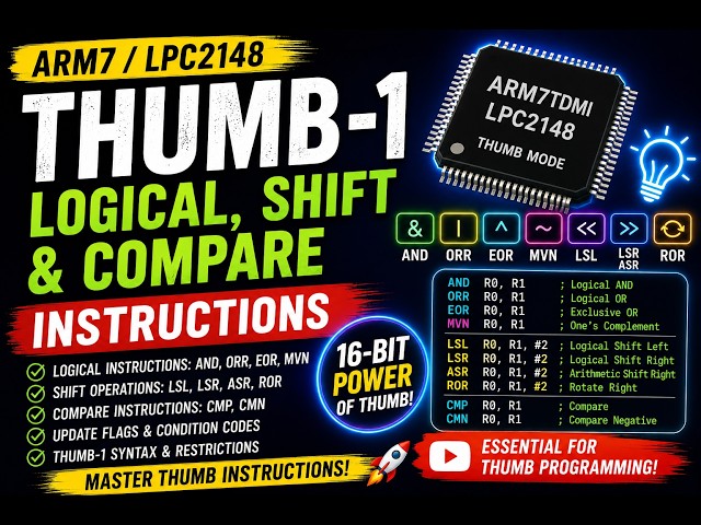 ARM7 Thumb-1 Logical, Shift & Compare Instructions Explained | LPC2148 Assembly | Keil uVision4