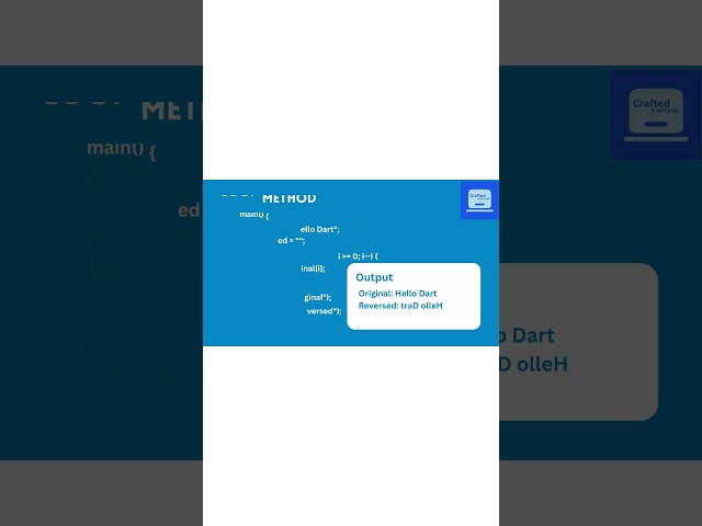 Reverse a String in Dart 🔁 | Loop and Built-in Method | Dart Programming Interview Question