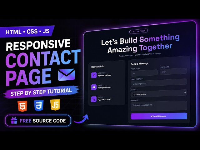 Build a Stunning Responsive Contact Page Using HTML CSS JavaScript | FREE Source Code