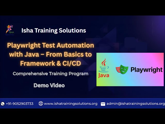 Playwright with Java Demo on 9th December 2025. Pls call/WhatsApp us +91-9052903733 to enroll