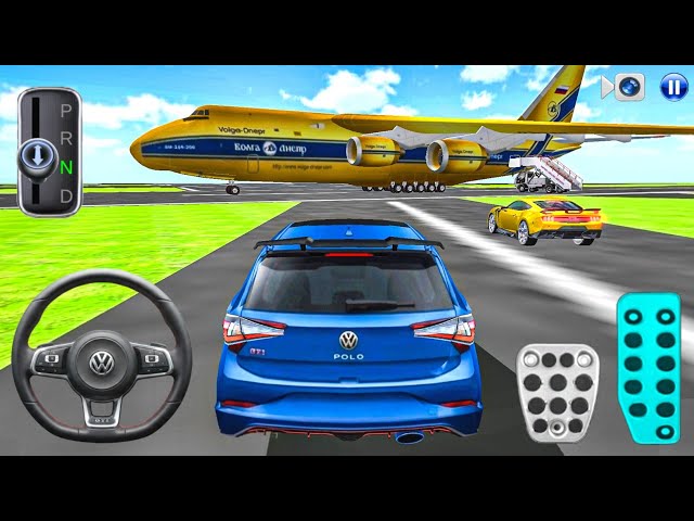 New Blue Volkswagen Polo Car in City Airport - 3d driving class Android games - Car Game #game