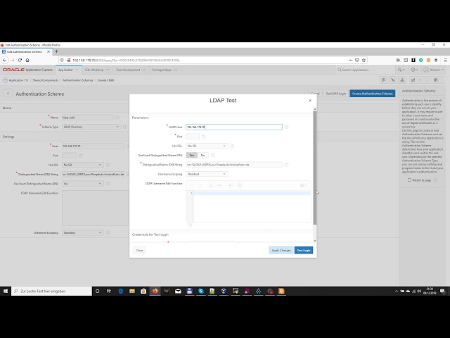 oracle apex part4: configuring ldap as authenticator and some troubleshooting