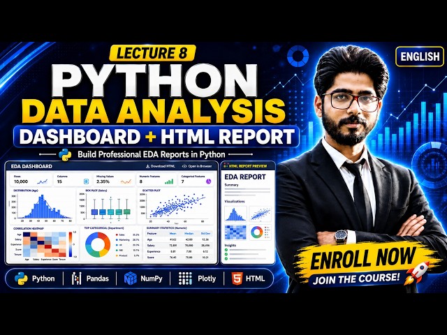 Python Data Analysis Dashboard + HTML Report | EDA Project in Python | ENGLISH