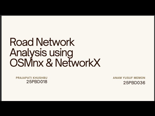 sem2project  Road Network Analysis & Route Optimization using OSMnx & NetworkX