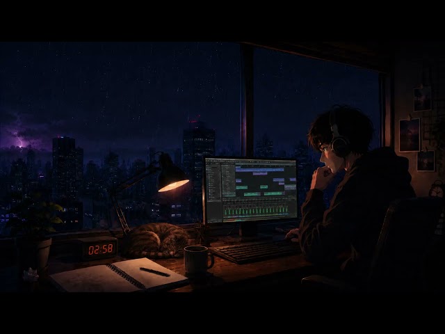 At 2:58 AM, the Storm Keeps Time — LoFi for Creative Work