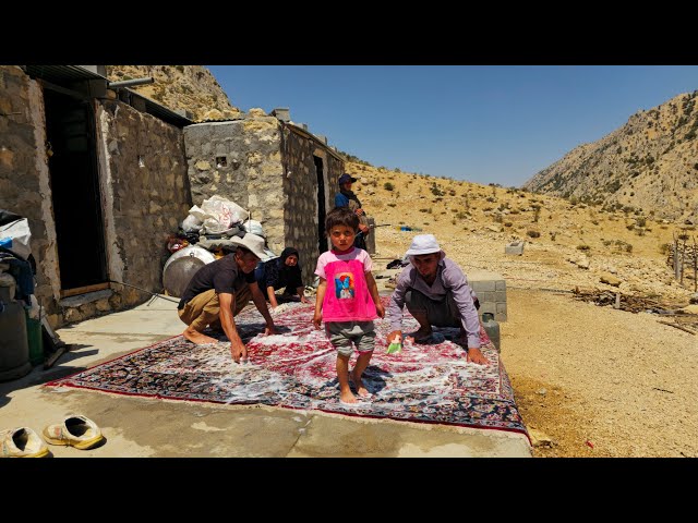 Nomadic Life: 🧺 Washing Carpets in the Mountains | The Difficulties of Nomadic Life in the Mountains