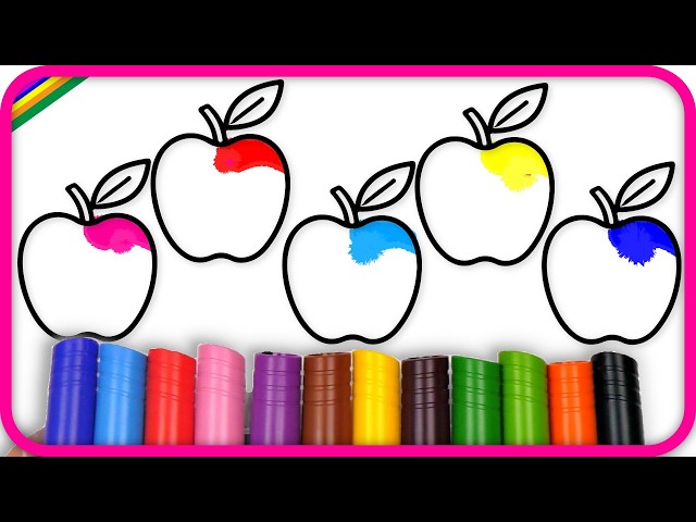 🎨 Learn Colors with Apples | Drawing & Coloring for Kids 🍎 Big Marker Coloring