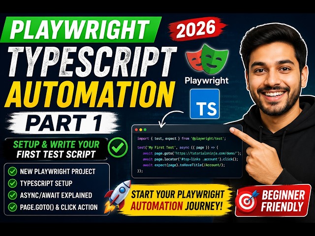 19. Playwright TypeScript Setup & First Test Script | Beginner Tutorial | Playwright TypeScript 2026