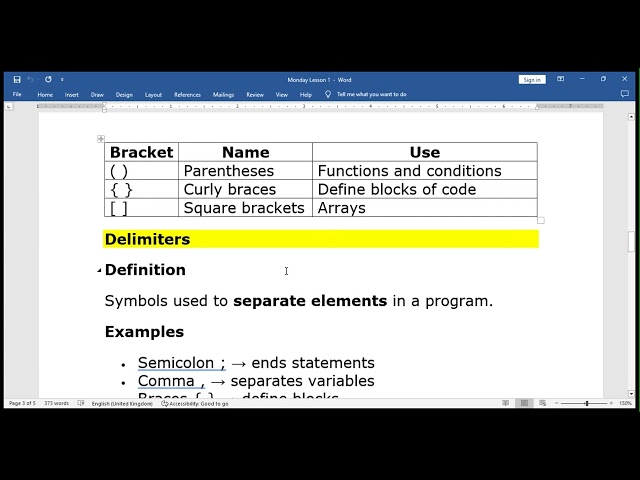 C Basics Header File Escape Sequences