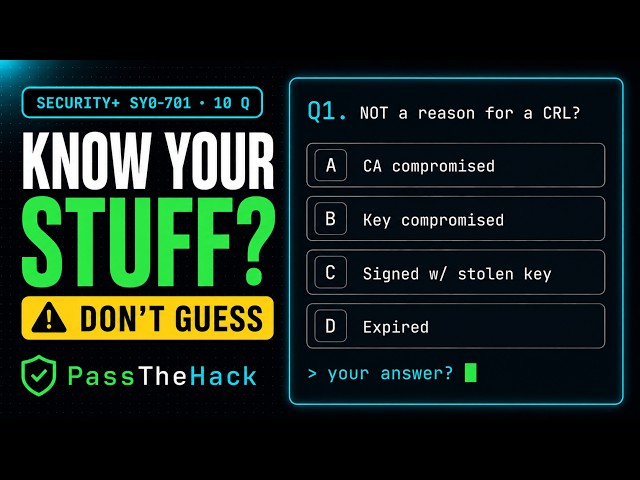 CompTIA Security+ SY0-701 #9: Certs, Hashing & Backouts — 10 Practice Questions