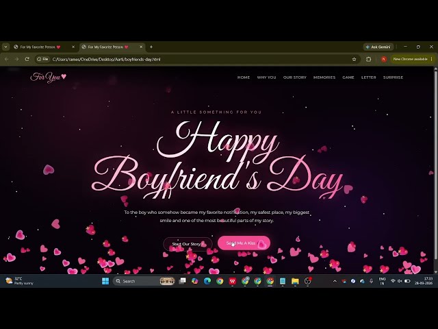 Interactive Birthday Website 💖 | Romantic Birthday Surprise Website Using HTML, CSS & JavaScript