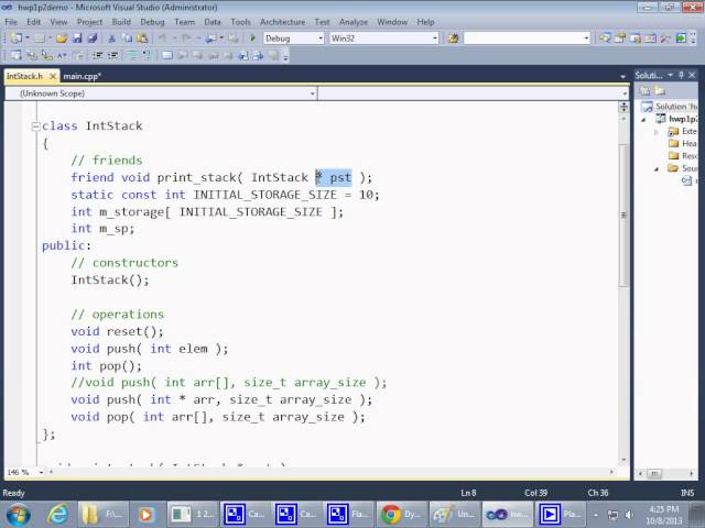 Dynamic stack of integers assignment overview Part 1