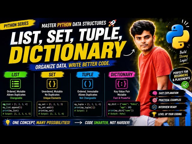 Python Set, Tuple & Dictionary | Python for Beginners | Hindi