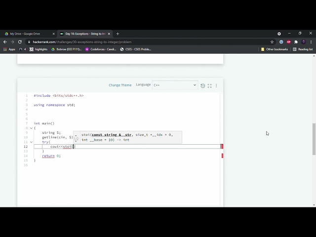 Hackerrank 30 days of code| Day 16| C++| solution and concepts