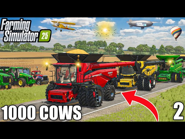 FARMERS COME TOGETHER for INSANE CORN HARVEST | 1000 COWS Farm | Farming Simulator 25 - Ep2