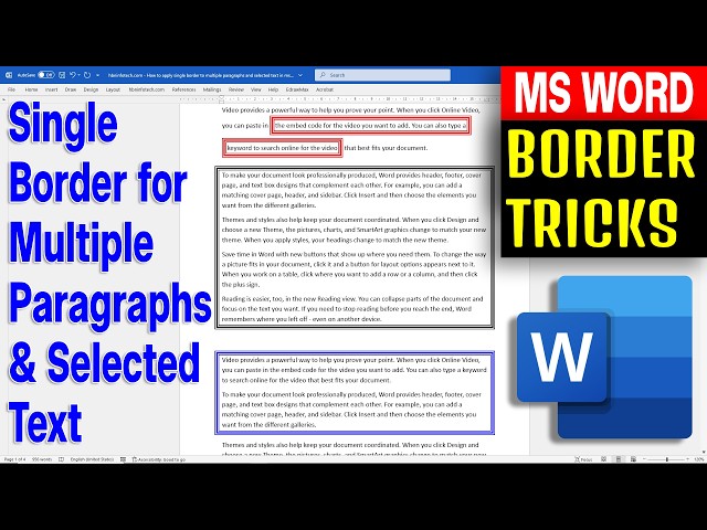 MS Word Border Tricks: Single Border for Multiple Paragraphs & Selected Text