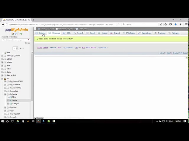 How to Make Foreign Key on Xampp Mysql Database