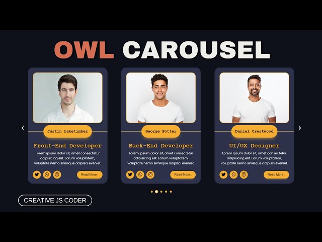 Responsive Team Section using Owl Carousel Slider | HTML, CSS and JavaScript | Free Source Code
