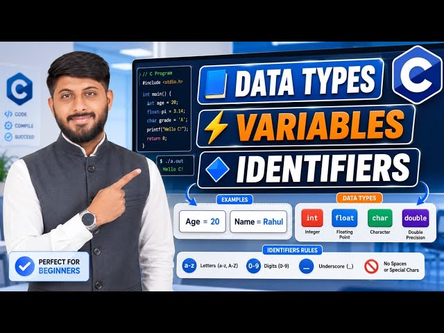 L3: Data Types | %d %f %c %u %i | scanf | Variables | Identifiers