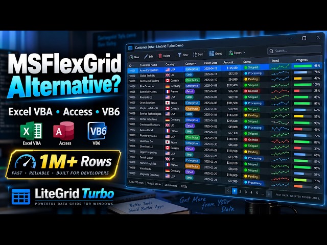 MSFlexGrid Alternative for Excel VBA, MS Access & VB6 | 1M+ Rows