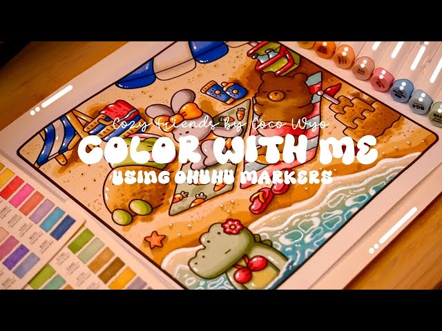 Color with me (ASMR) 💕💜 'Cozy Friends' by Coco Wyo ✨ Using Ohuhu markers 🌱✏️ #adultcoloring #asmr