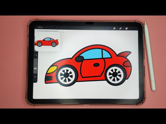 How to Draw a Cute Red Sports Car in Procreate | Easy Digital Art Tutorial 