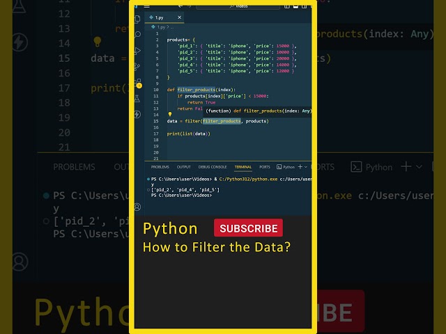 Python Tutorial For Beginners (Filter Data) Python In Telugu, Learn Python, Python Course #shorts