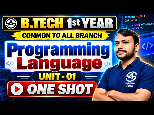 Programming Languages | Unit-01 | ONE SHOT | SEM-1st common to all Branches | New Syllabus-26-27 |