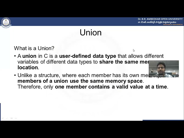 Programming with C & C++ : Unit -8 Strutures and Unions Part 2