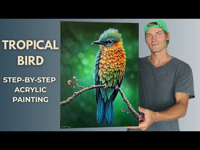 Tropical Bird STEP by STEP Acrylic Painting Tutorial | Beginner Friendly