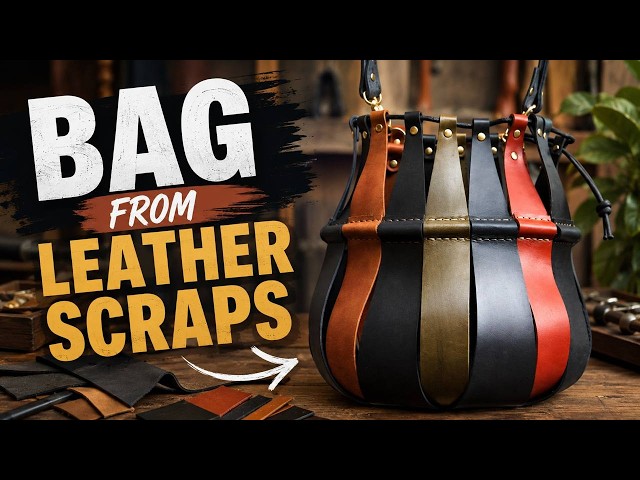 Don't throw away the leather scraps! Leathercraft / Making leather bag from offcuts