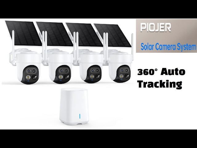 PIOJER ! Solar Security Cameras Wireless Outdoor 4-Pack with NVR