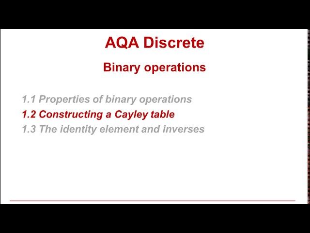 AQA Discrete: Binary operations 1-2