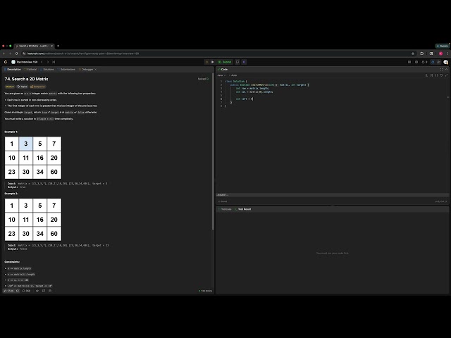 74  Search a 2D Matrix
