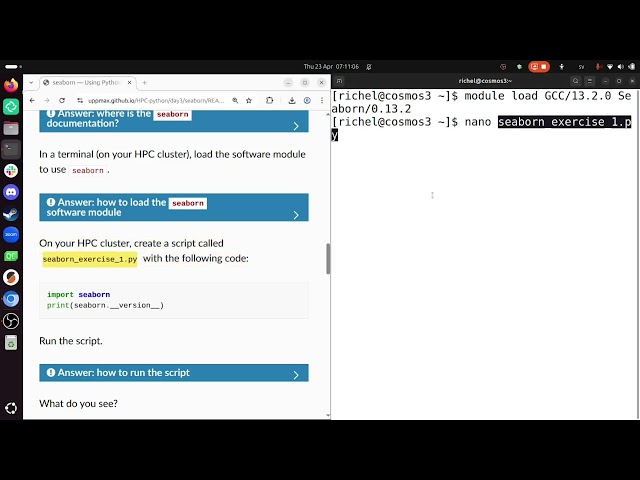 HPC Python's 'seaborn' session, for COSMOS