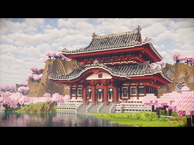 [Minecraft Tutorial] 벚꽃과 어울리는 일본 사찰 건축 강좌 Minecraft Japanese Temple Tutorial