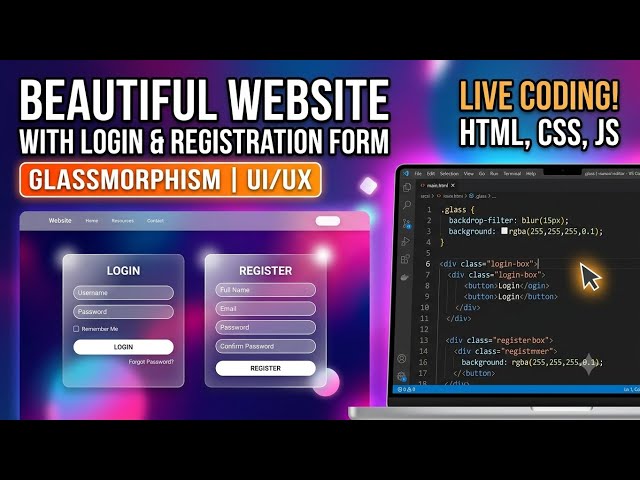 Glassmorphism Login & Registration Form | HTML CSS JavaScript