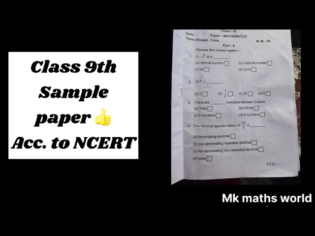 Class 9th sample paper Acc. to NCERT 👍